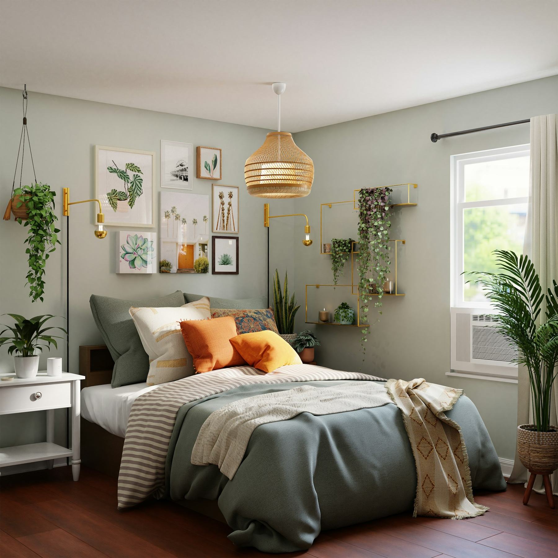 Calm bedroom with natural textures